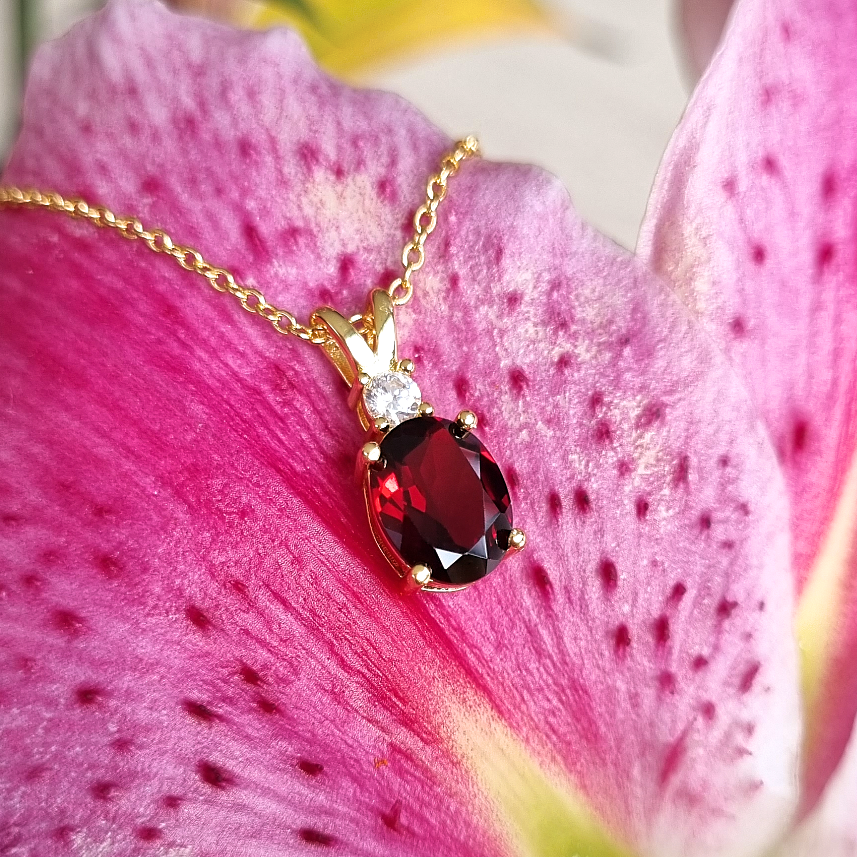 Garnet Pendant Necklace in 18k Gold Vermeil