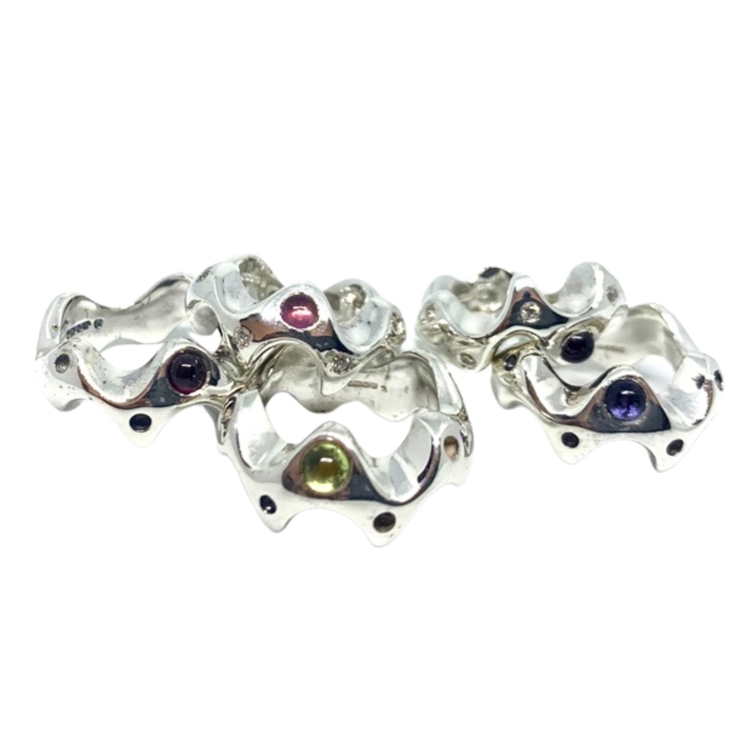 Sea Slug Ring – Handmade Sterling Silver 925 – Iolite, Peridot or Garnet