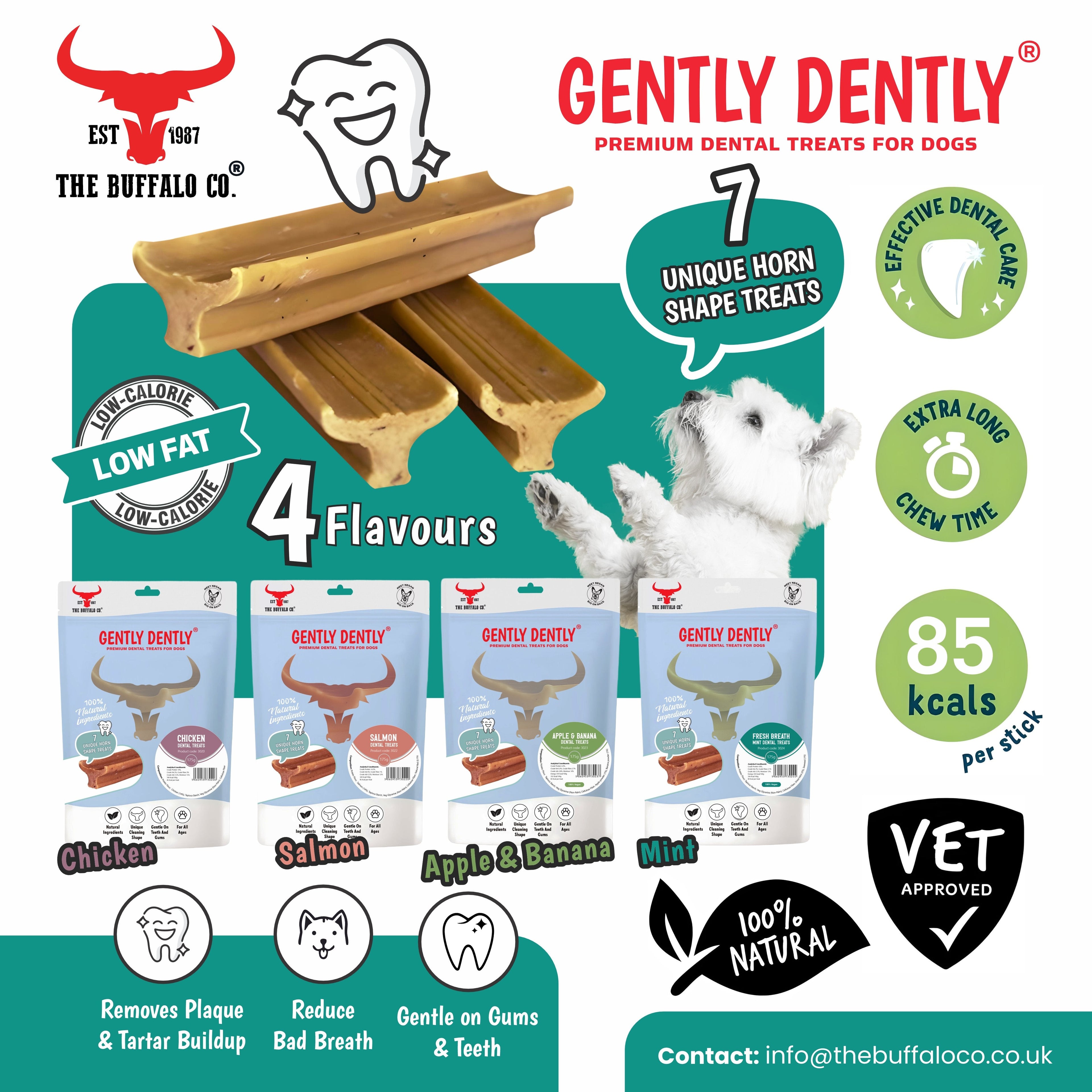 Gently Dently- Apple & Banana Dental Treats for Dogs 175g
