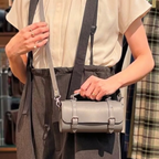 Handmade Leather Bowler Bag - Ghost Grey