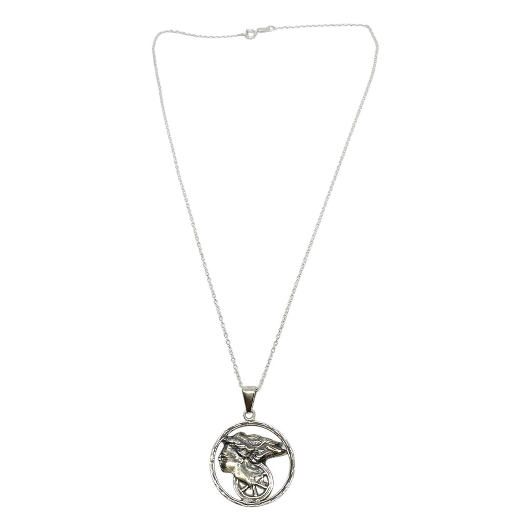 Goddess of Fortune Pendant Necklace – Handmade Recycled Sterling Silver 925 – Roman Mythology