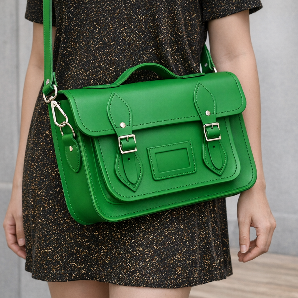 Handmade Leather Satchel - Green