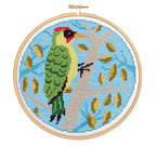 Green Woodpecker Cross Stitch Kit for Beginners