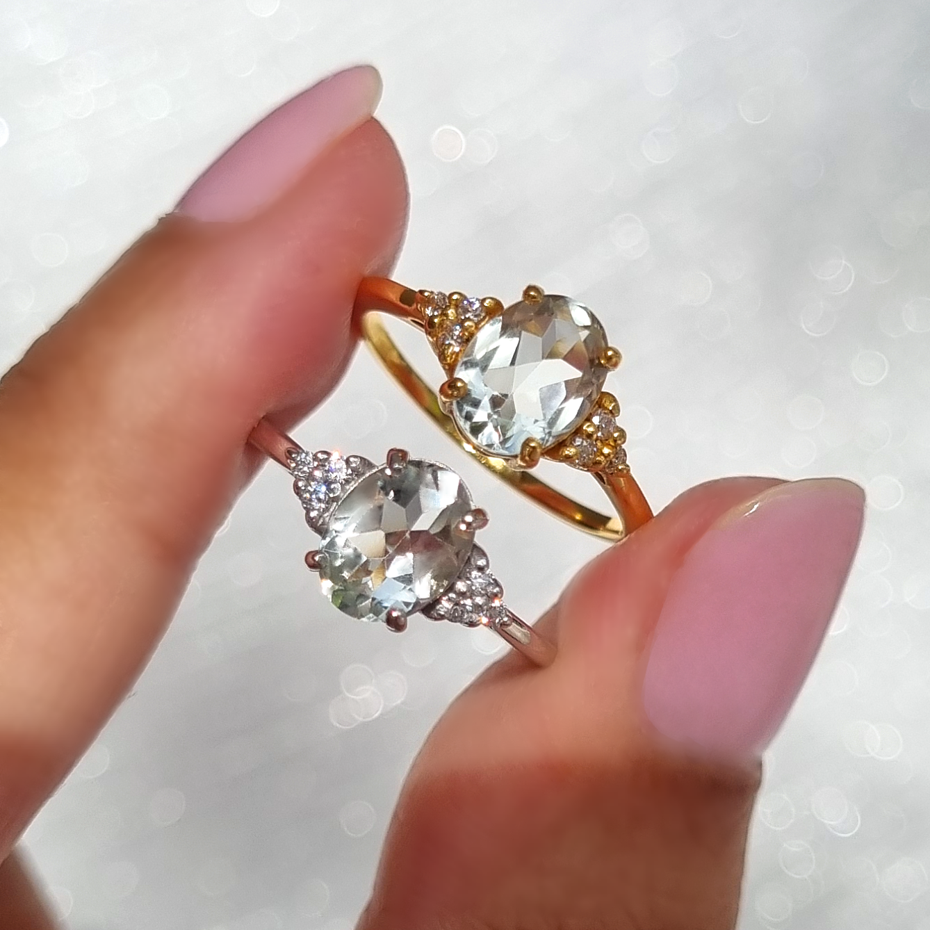 Green Amethyst Ring in 18k Gold Vermeil