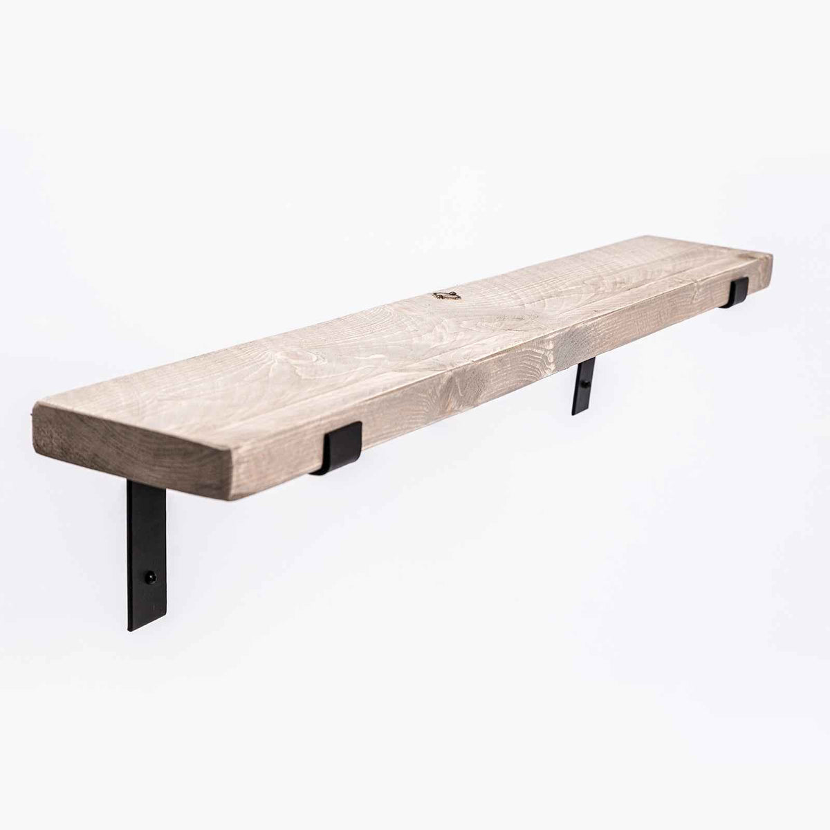 Grey Wall Shelves - Solid-Wood Industrial Shelf for Living Room & Bedroom