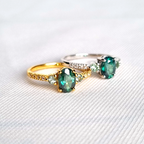 Green Topaz and Green Tourmaline Ring in 18k Gold Vermeil