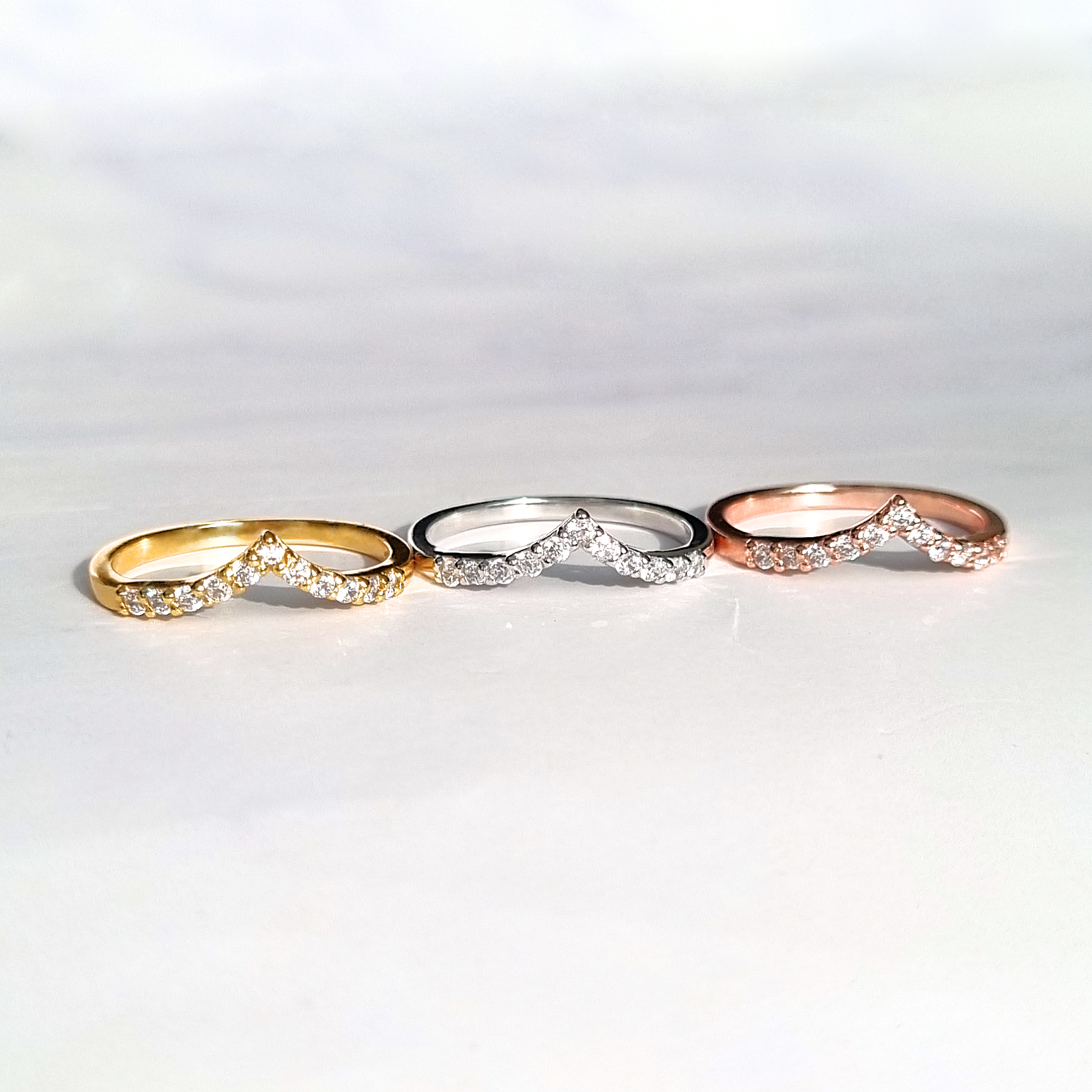 Wishbone Curved Eternity Ring in Sterling Silver