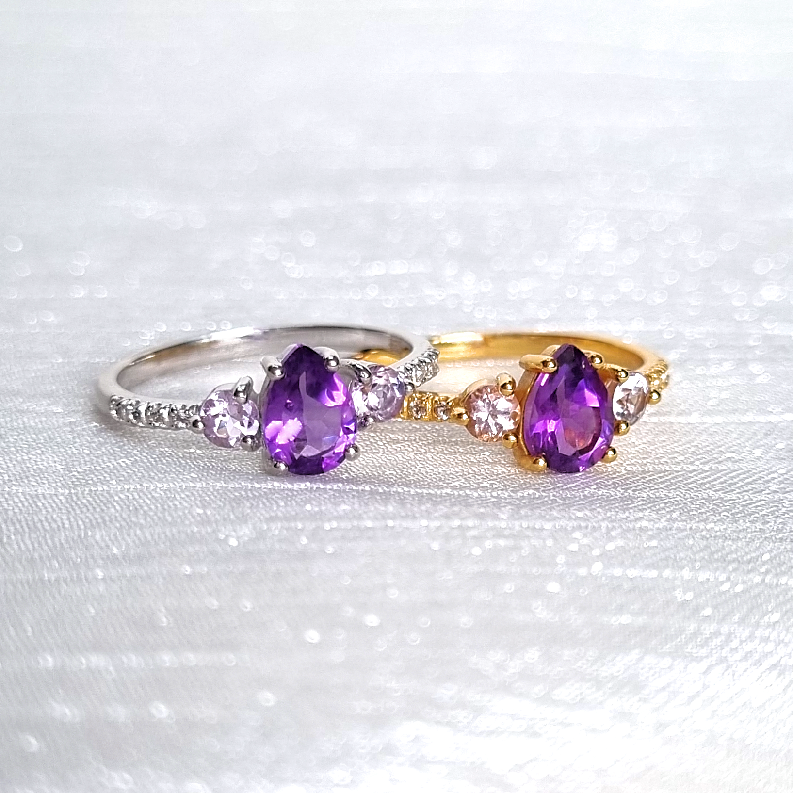 Amethyst and Lavender Amethyst Ring in Sterling Silver