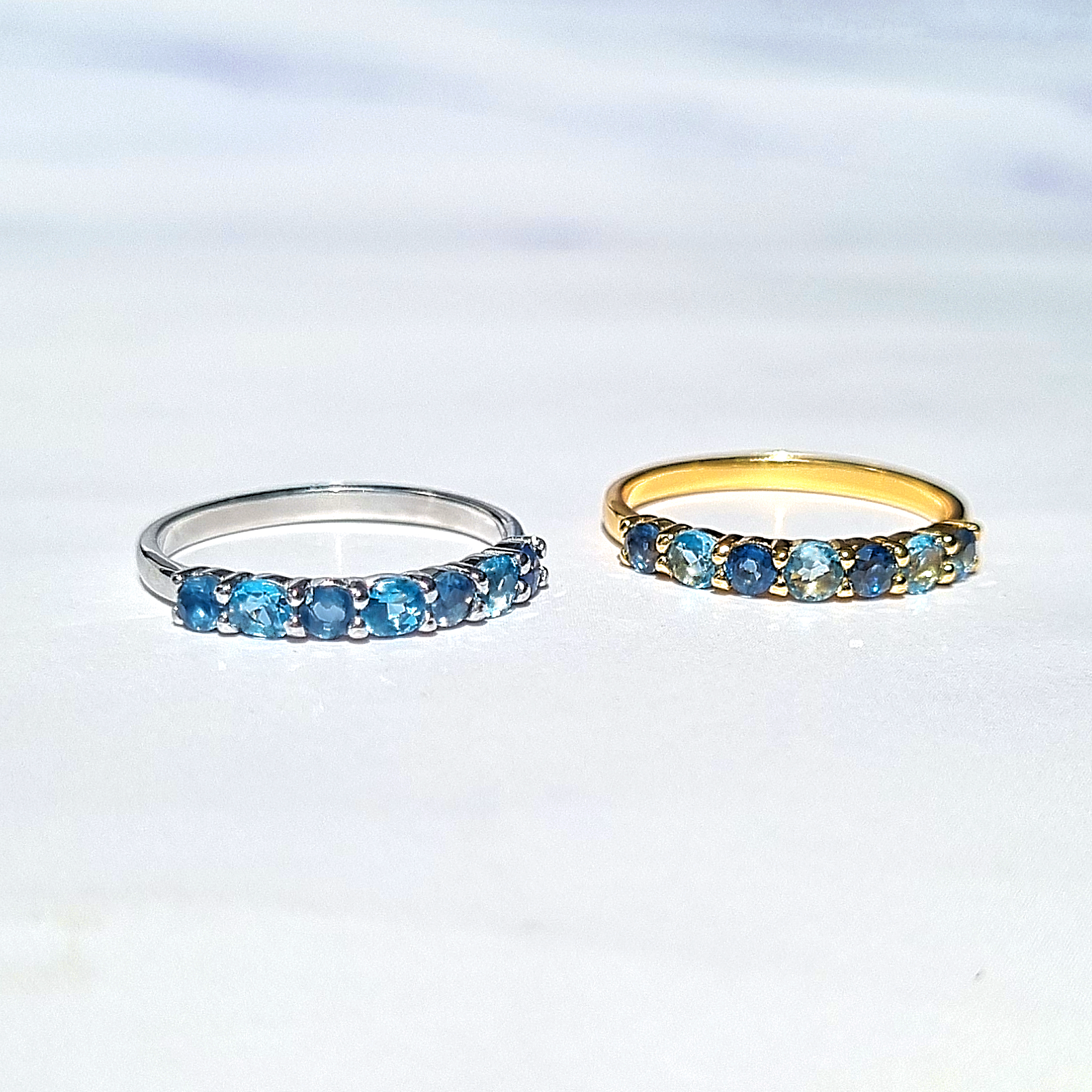 Blue Sapphire & Blue Topaz Half Eternity Band in 18K Gold Vermeil