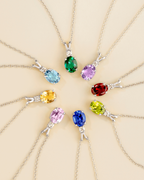 Blue Sapphire Pendant Necklace in Sterling Silver