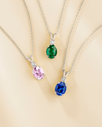 Blue Sapphire Pendant Necklace in Sterling Silver