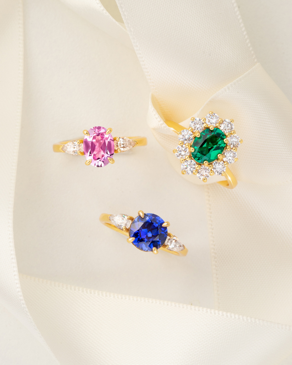 Emerald Halo Engagement Ring in 18k Gold Vermeil