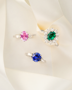 Emerald Halo Engagement Ring in Sterling Silver