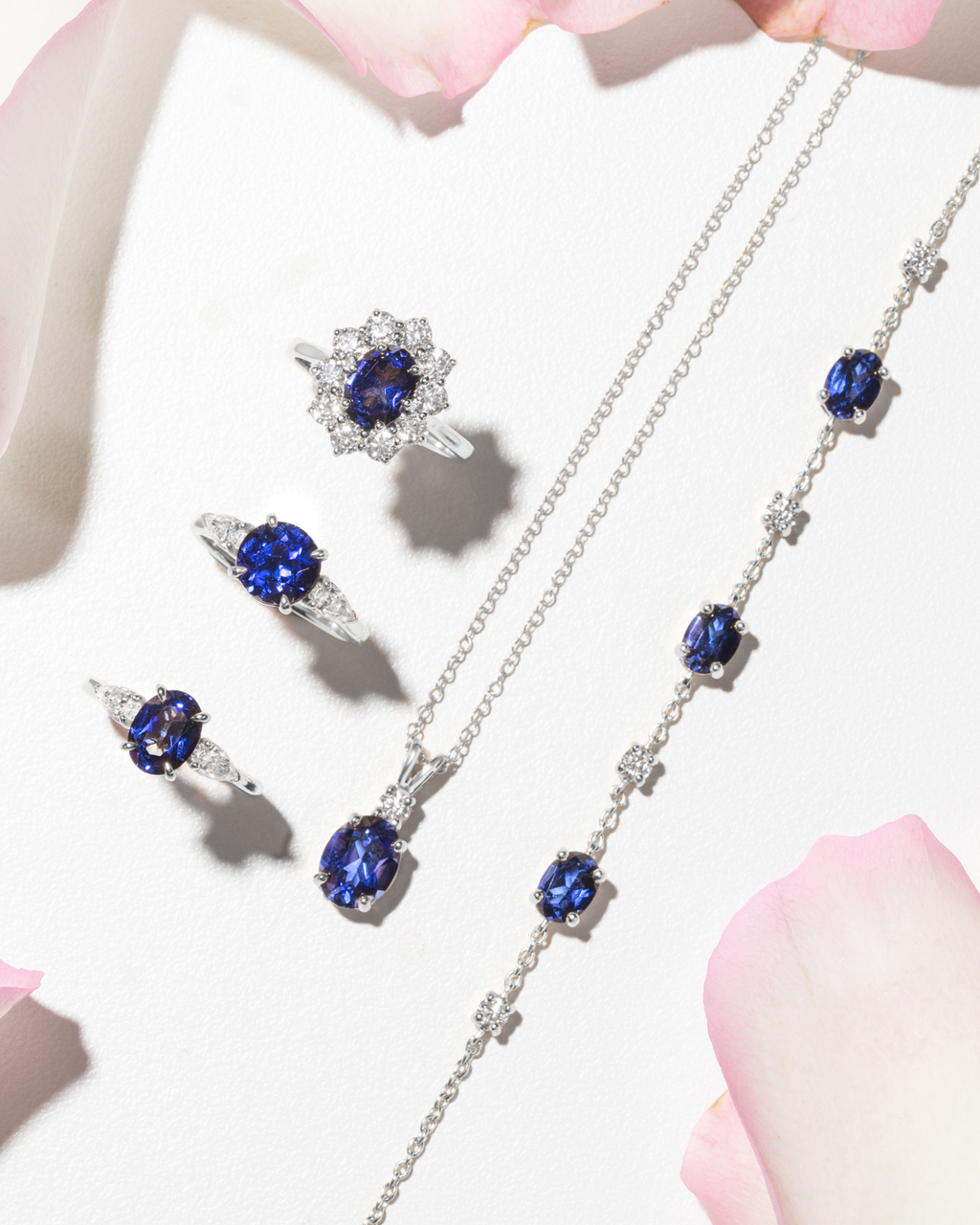 Blue Sapphire Pendant Necklace in Sterling Silver