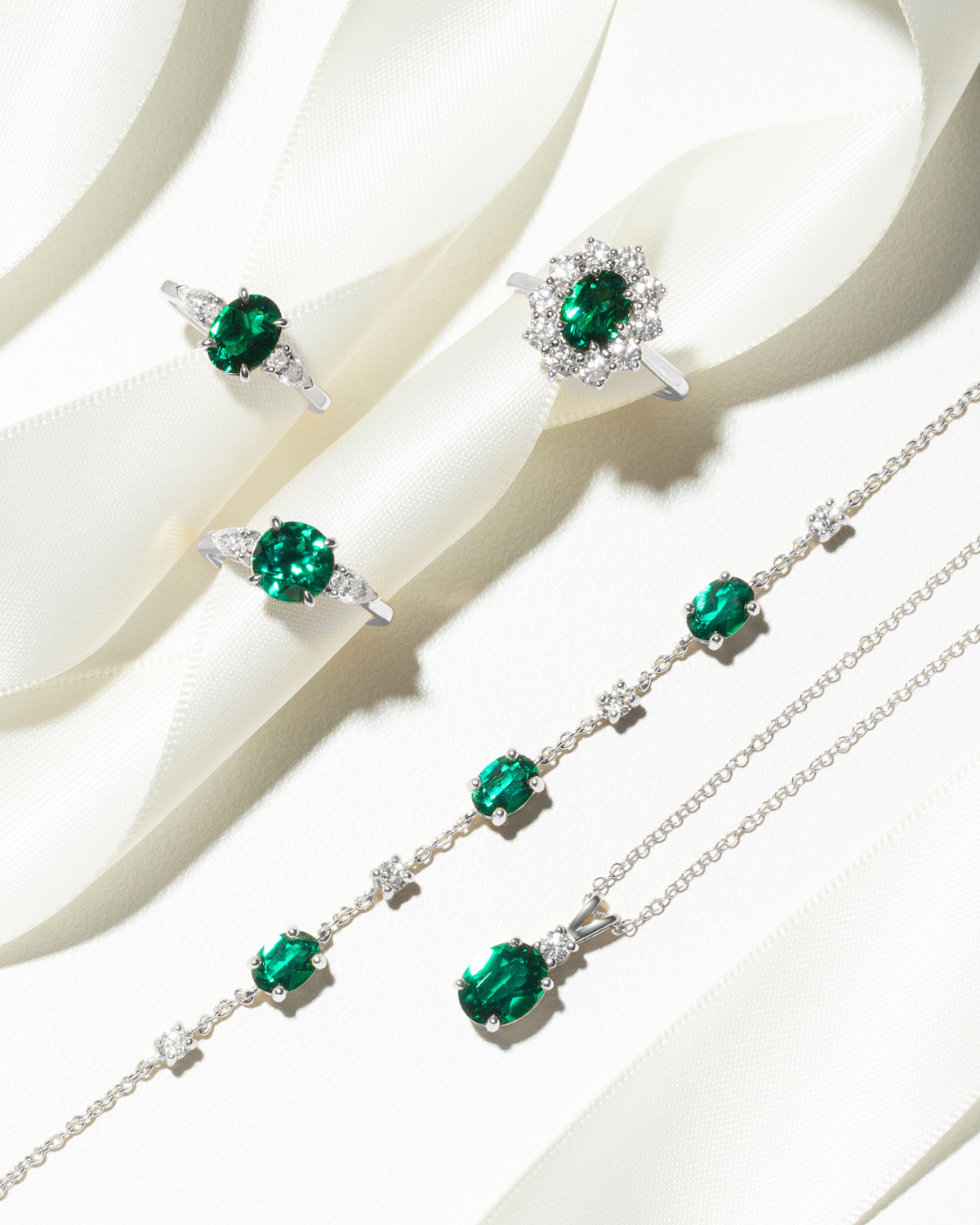 Emerald Pendant Necklace in Sterling Silver