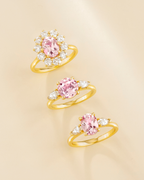 Pink Sapphire Halo Engagement Ring in 18k Gold Vermeil
