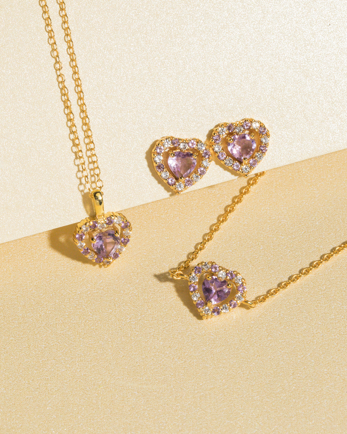 Purple Heart Lavender Amethyst Bracelet in 18k Gold Vermeil