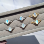Rainbow Moonstone Ring in Sterling Silver (Oval Cut)
