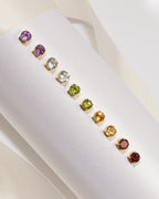 Peridot Round Stud Earrings 6 mm in 18k Gold Vermeil