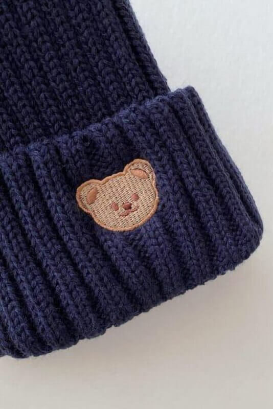 Knitted Bear Beanie Hats Multiple Colours