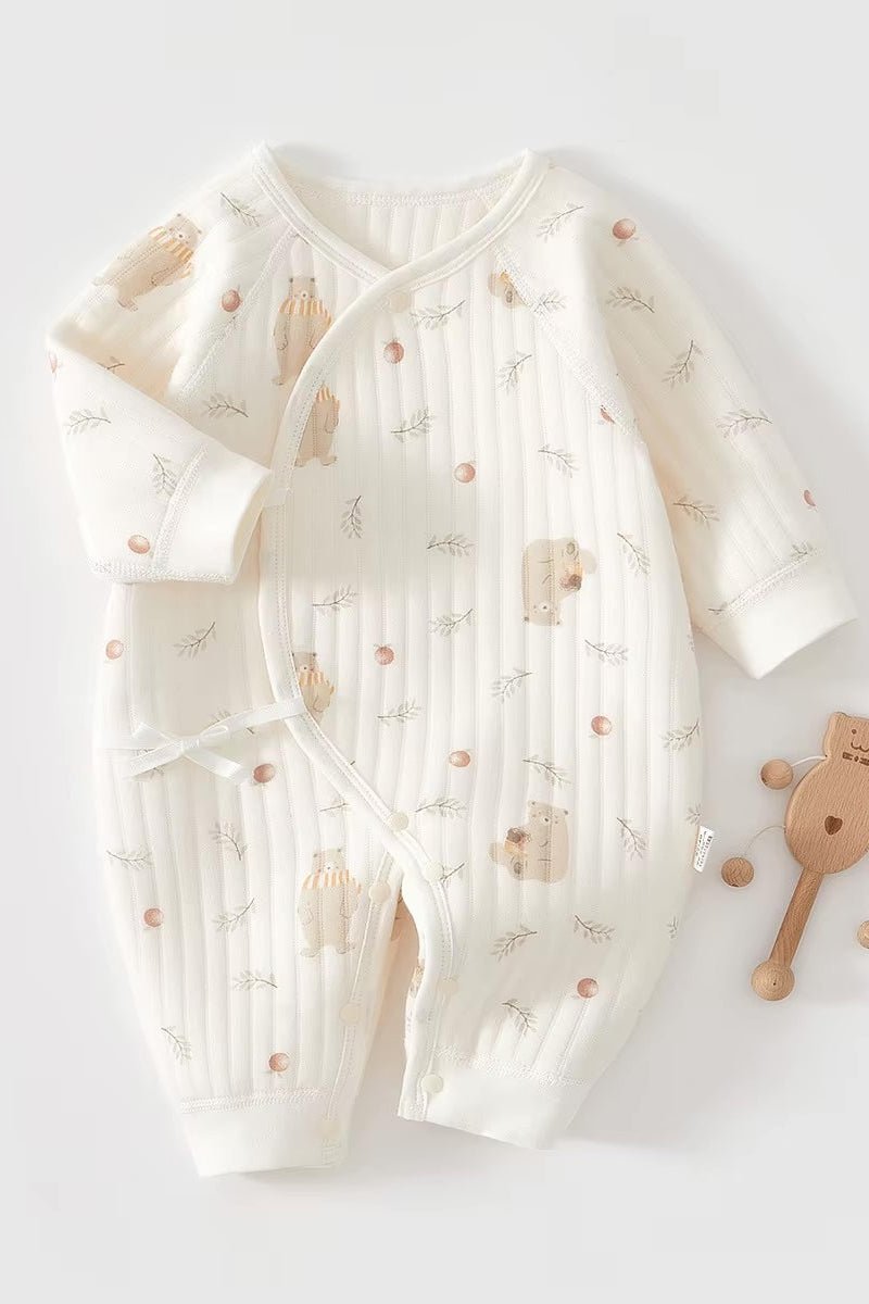 The Woodland Bear Boucle Wrap Baby Grow Romper