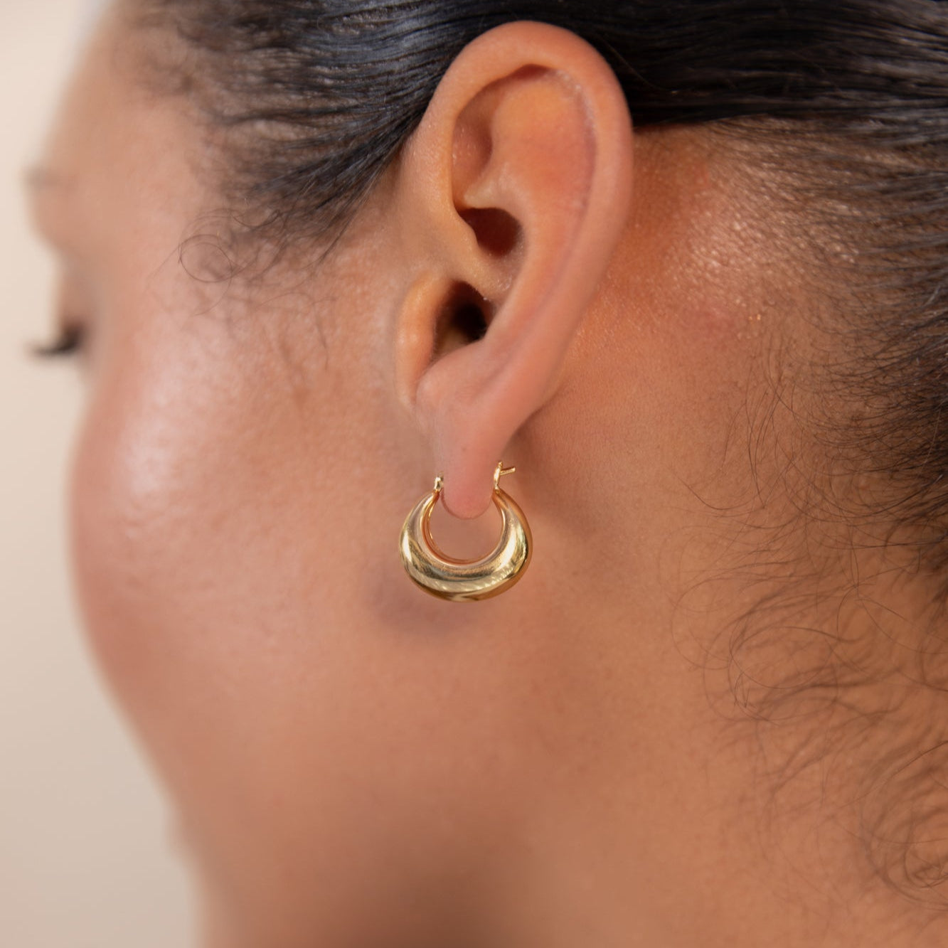 Gold Small Sculpted Hoop Earrings