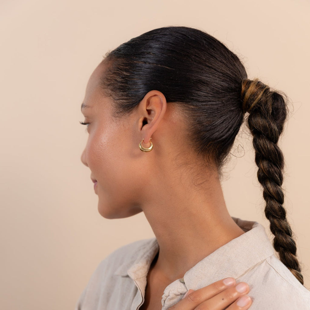 Gold Small Sculpted Hoop Earrings