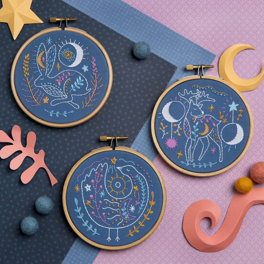 Celestial Bird Mini Embroidery Kit for Beginners