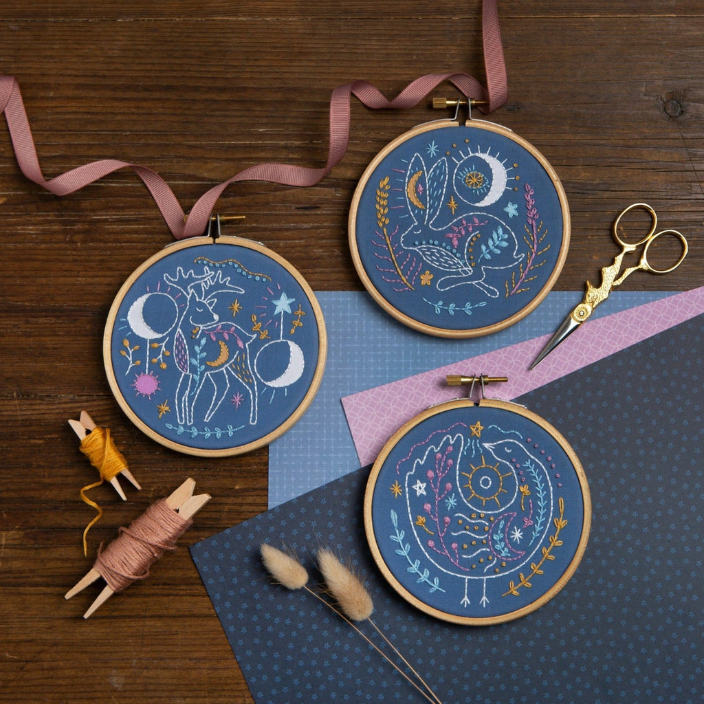 Celestial Deer Mini Embroidery Kit for Beginners
