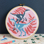 Velociraptors Dinosaur Cross Stitch Kit for Beginners