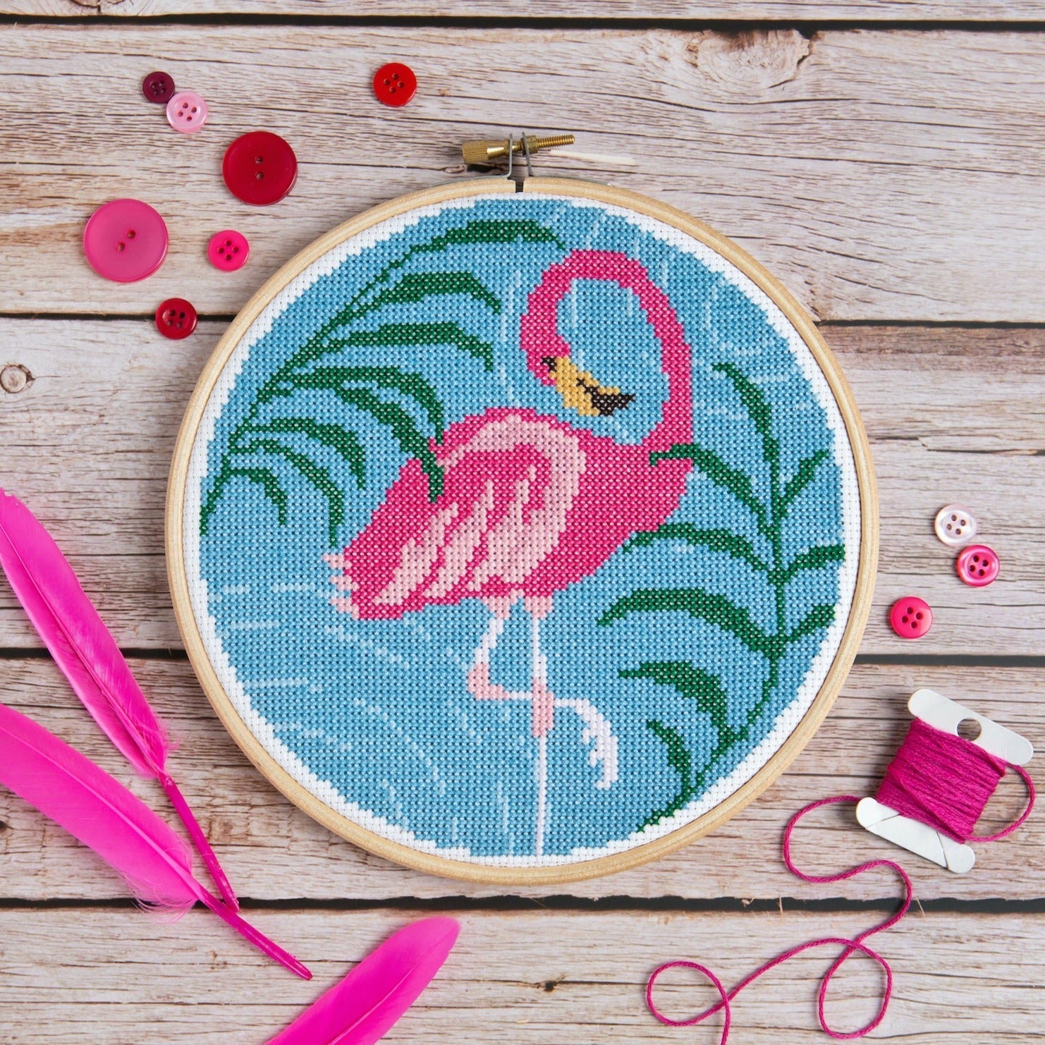 Flamingo Cross Stitch Kit for Beginners