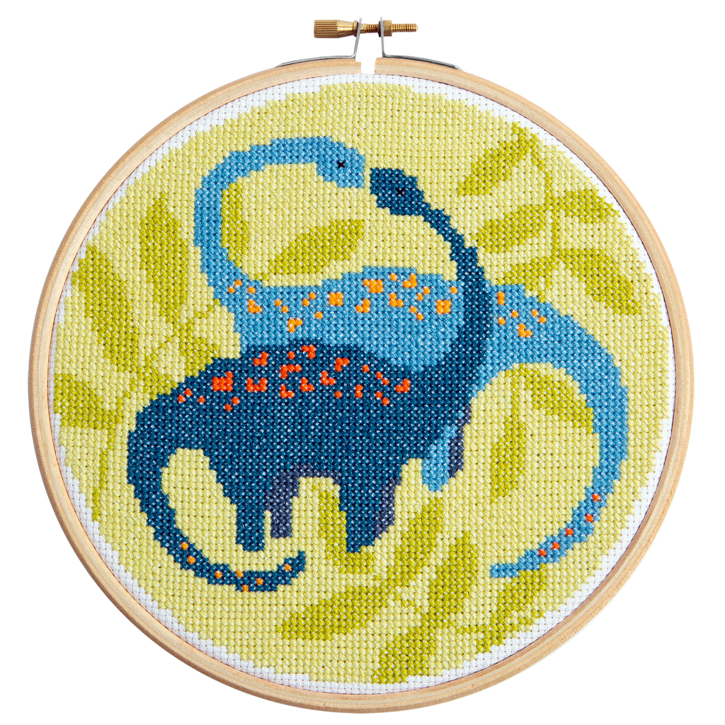 Diplodocus Dinosaur Cross Stitch Kit for Beginners