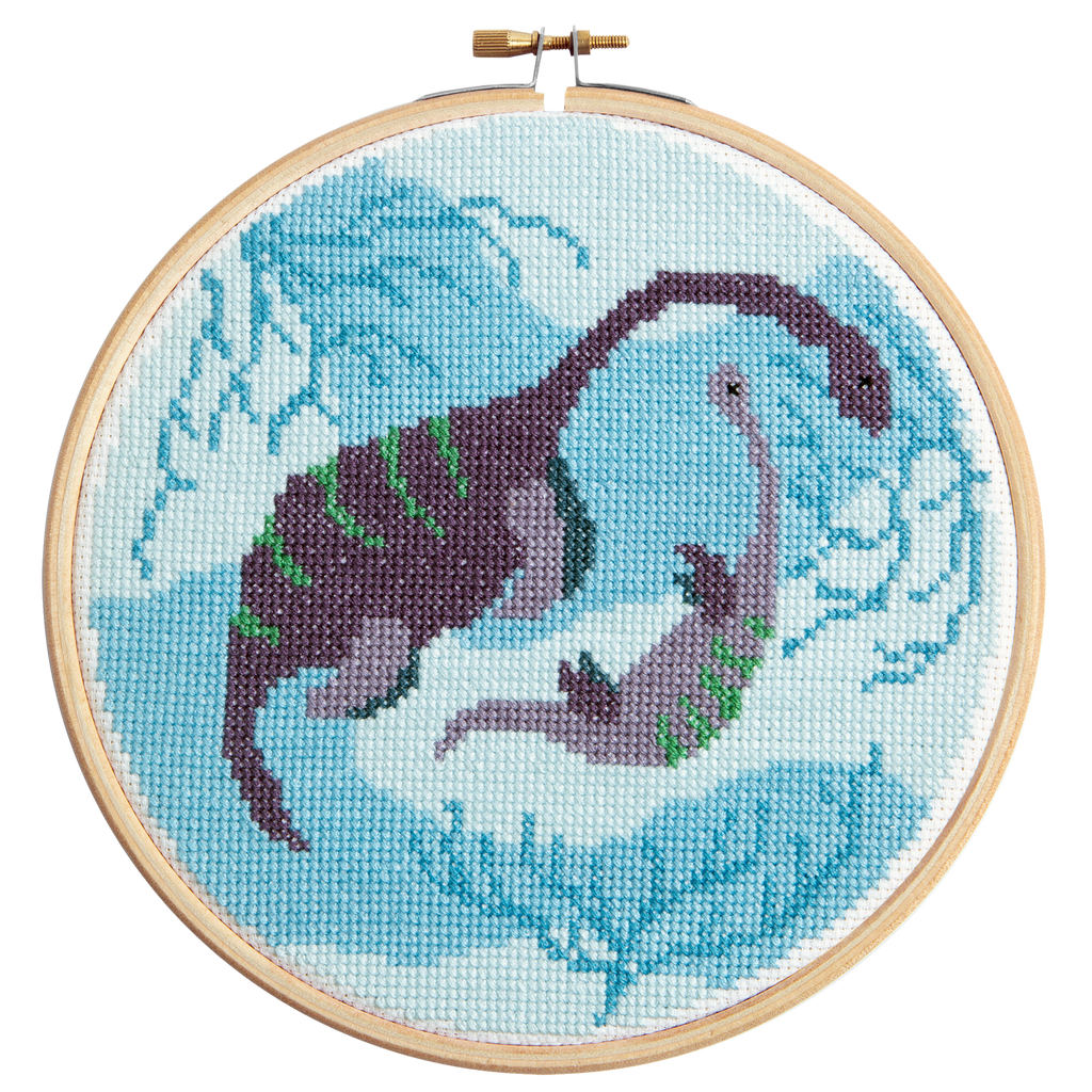Plesiosaurus Dinosaur Cross Stitch Kit for Beginners