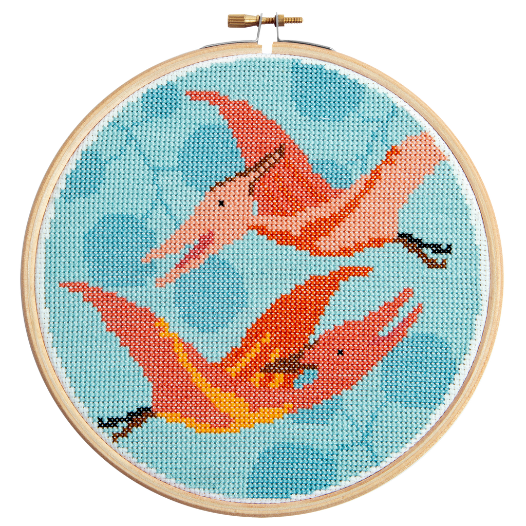 Pterodactyl Dinosaur Cross Stitch Kit for Beginners
