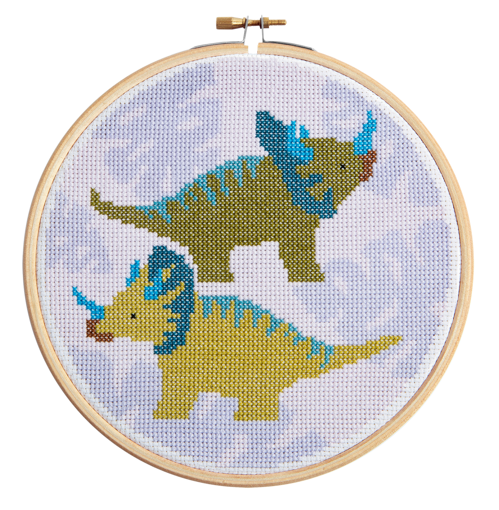 Triceratops Dinosaur Cross Stitch Kit for Beginners