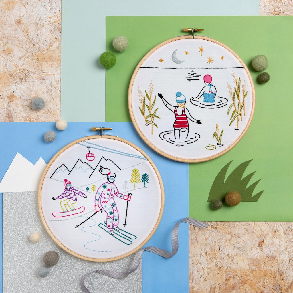 Off-Piste - Skiing and Snowboarding Embroidery Kit for Beginners