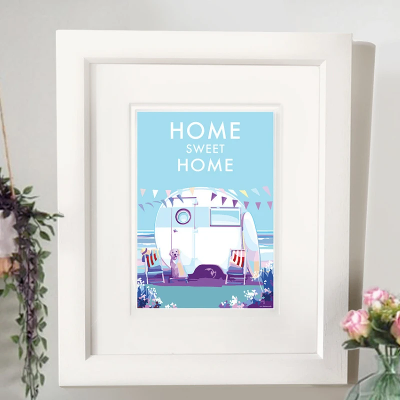 Home Sweet Home Poster – Vintage Seaside Caravan Art by BeckyBettesworth (home-sweet-home)