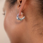 Celeste Crescent Aventurine Hoop Silver