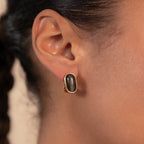 Black Obsidian Oval Earrings Gold