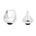Bold Sol Hoop Earrings with Black Onyx in Silver