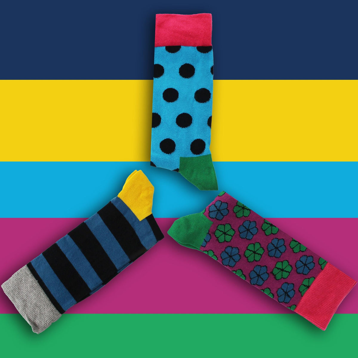 Set of 3 Striped Dress Mens Socks in Assorted Colors for Ultimate Style