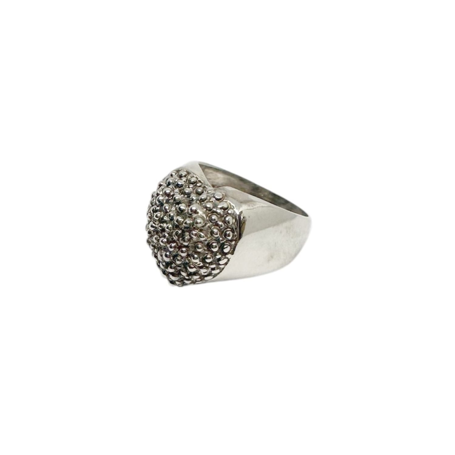 Hand-Carved Sterling Silver Heart Ring – Textured Statement Ring – Handmade 925