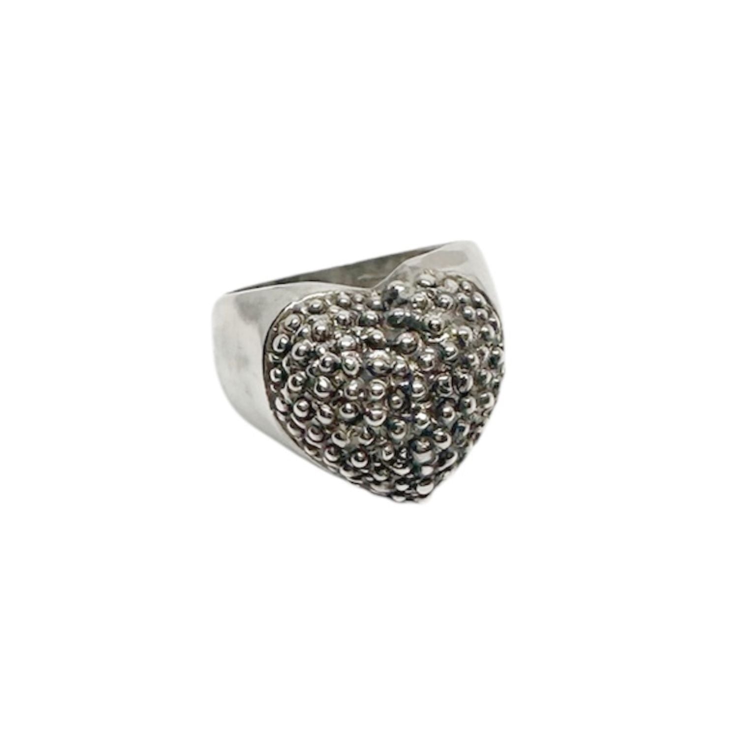 Hand-Carved Sterling Silver Heart Ring – Textured Statement Ring – Handmade 925