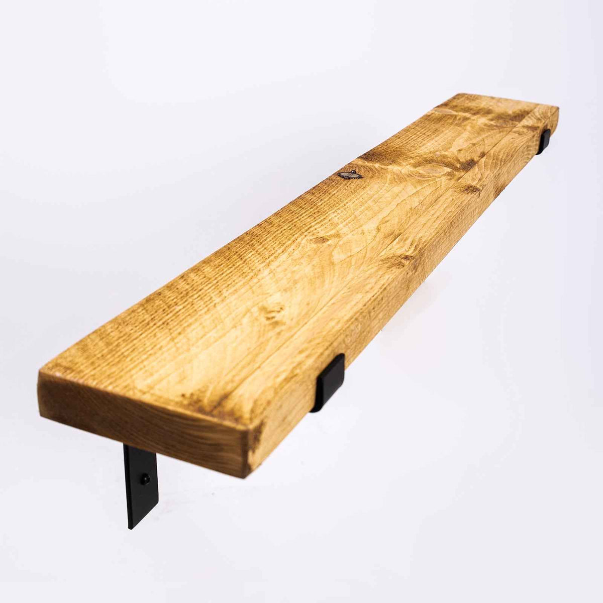 Handmade Wooden Shelf with Black Steel Brackets - Cheshire Workshop