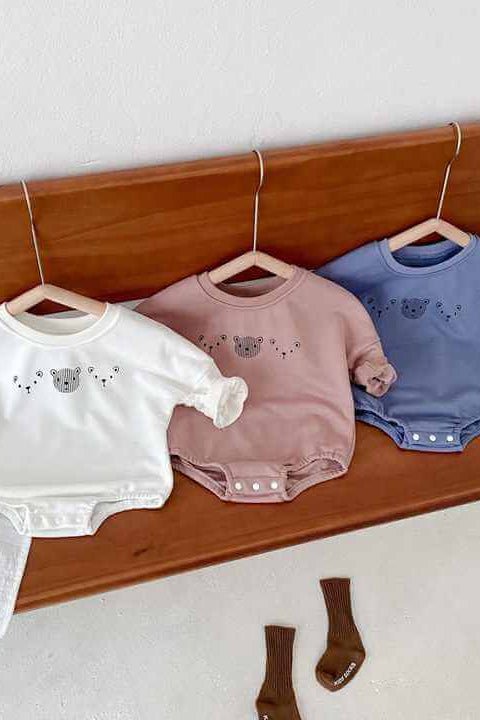 Joy Bear Bodysuit, White, Purple or Blue