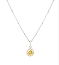 Floral Mandala Two-Tone Silver Gold Necklace