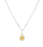 Floral Mandala Two-Tone Silver Gold Necklace