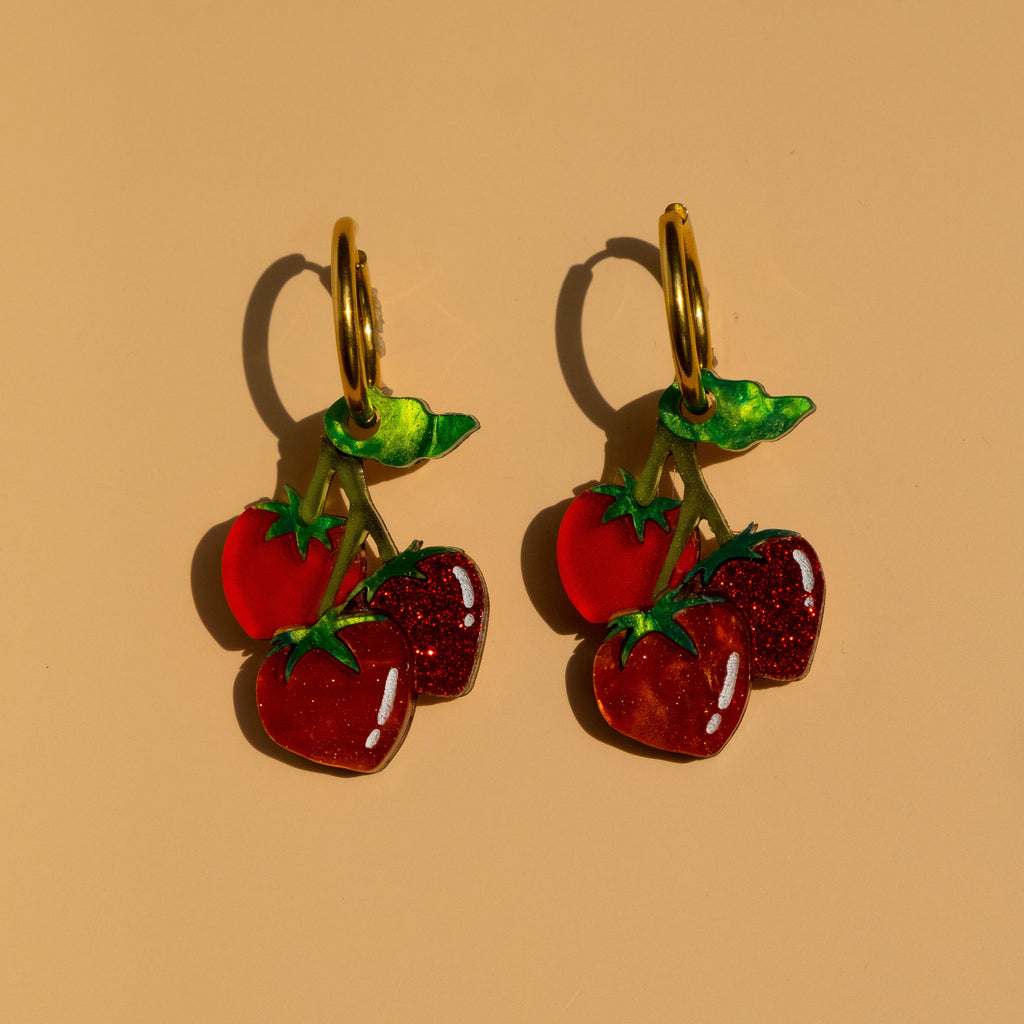 Tomato Vine Hoop Earrings