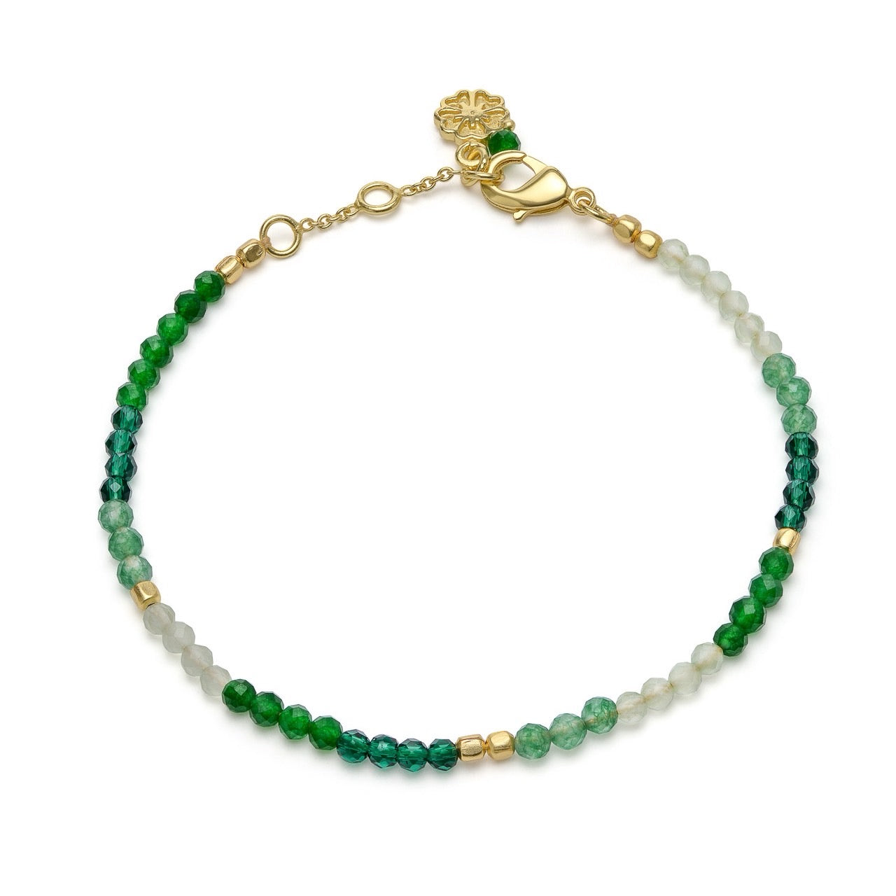 Milos Mixed Gemstone Beaded Bracelet  Prehnite, Moss Agate & Green Aventurine