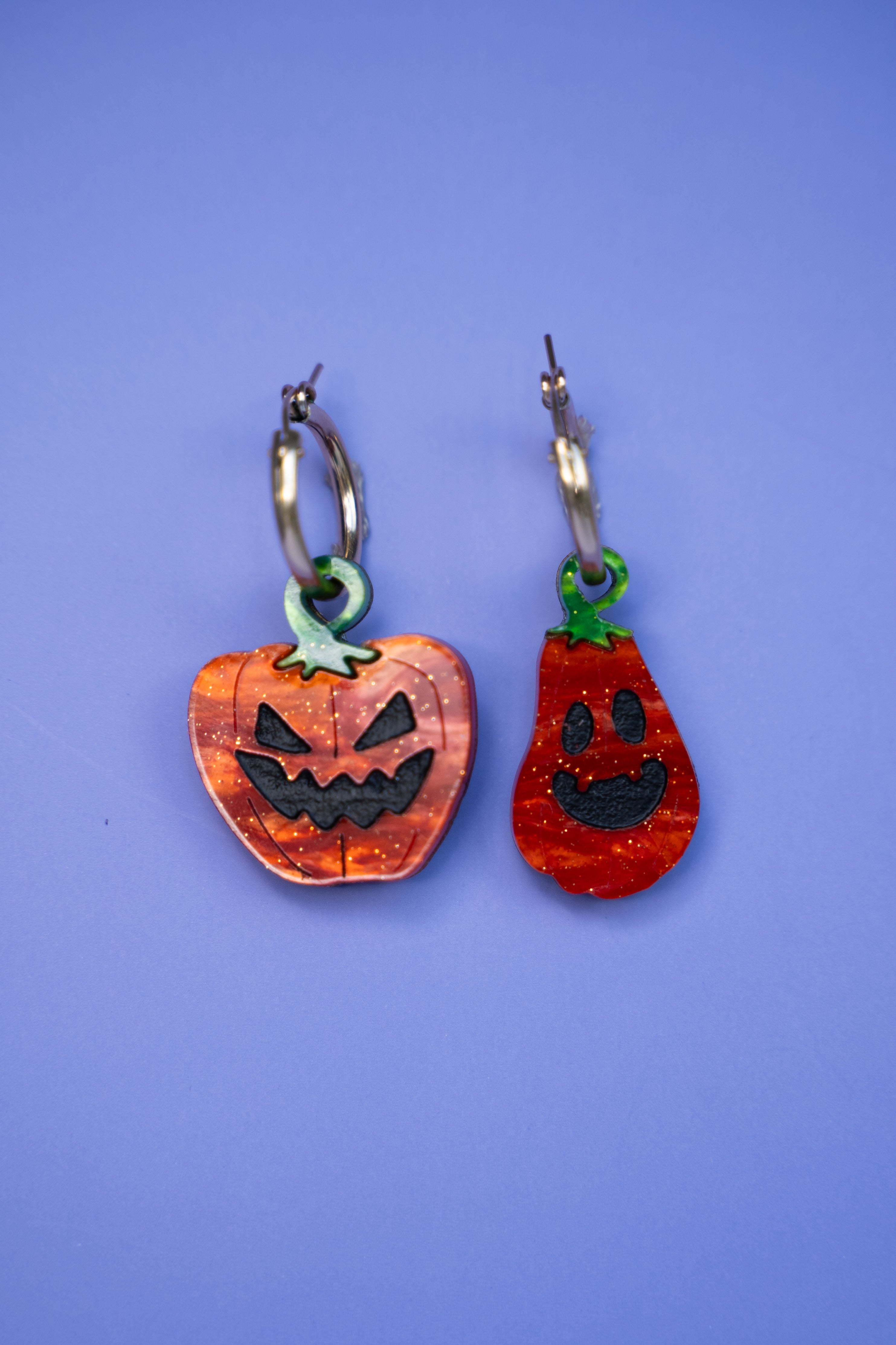 Misshapen Spooky Pumpkin Hoop Earrings